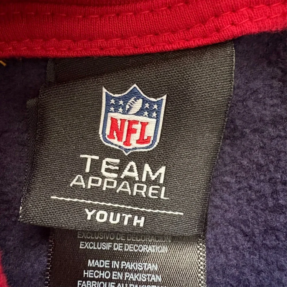 NFL New England Patriots Youth Full Zip Hoodie Navy Blue Red Hood Size M (10/12)